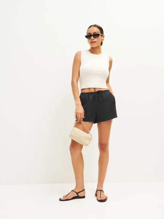 Reformation Shorts Zoey Linen Short Black 8211 Women