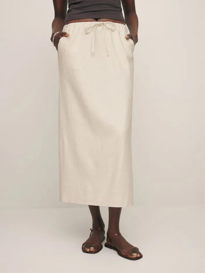 Reformation Skirts Elsa Linen Skirt Light Oatmeal 8211 Women