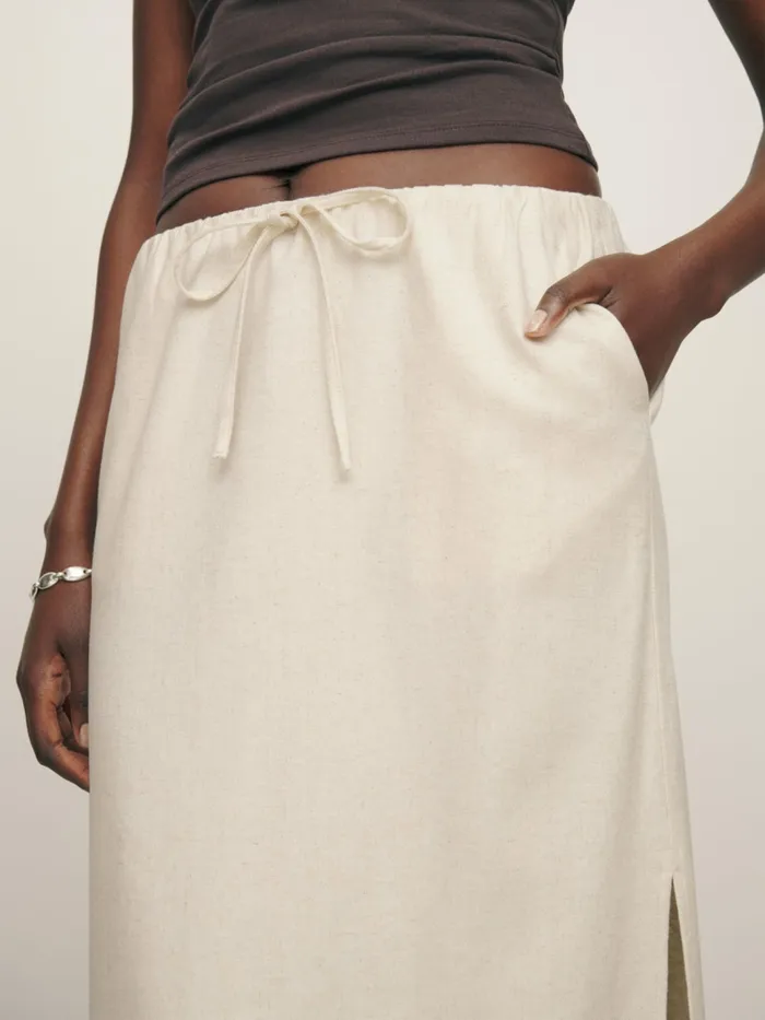Reformation Skirts Elsa Linen Skirt Light Oatmeal 8211 Women