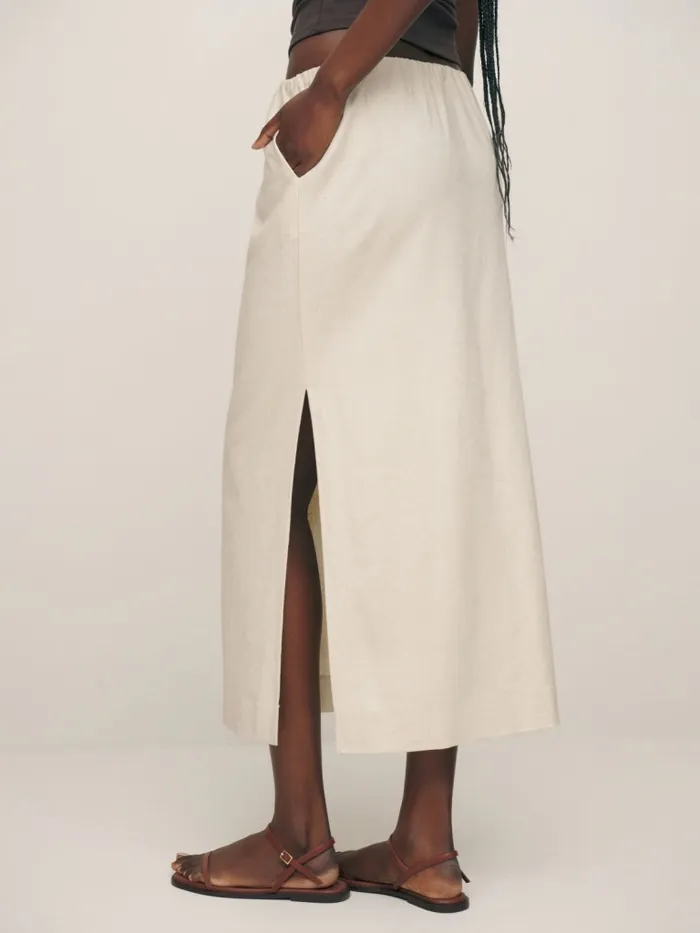 Reformation Skirts Elsa Linen Skirt Light Oatmeal 8211 Women