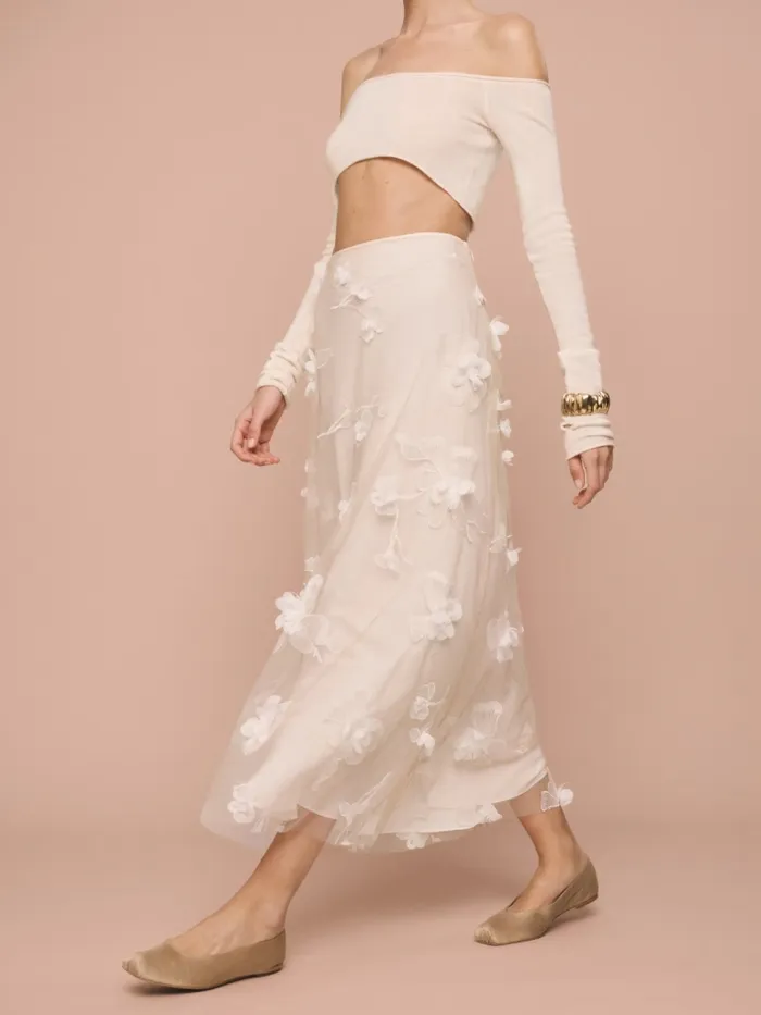Reformation Skirts Gabriella Skirt Ivory Floral Appliqueacute 8211 Women