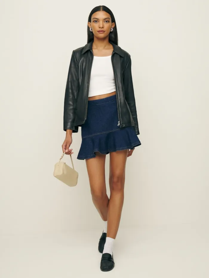 Reformation Skirts Madelyn Denim Mini Skirt Cannon 8211 Women