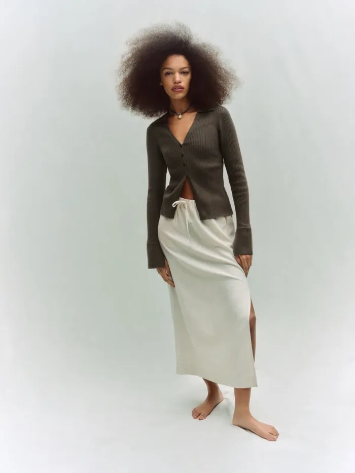 Reformation Skirts Petites Elsa Linen Skirt Light Oatmeal 8211 Women