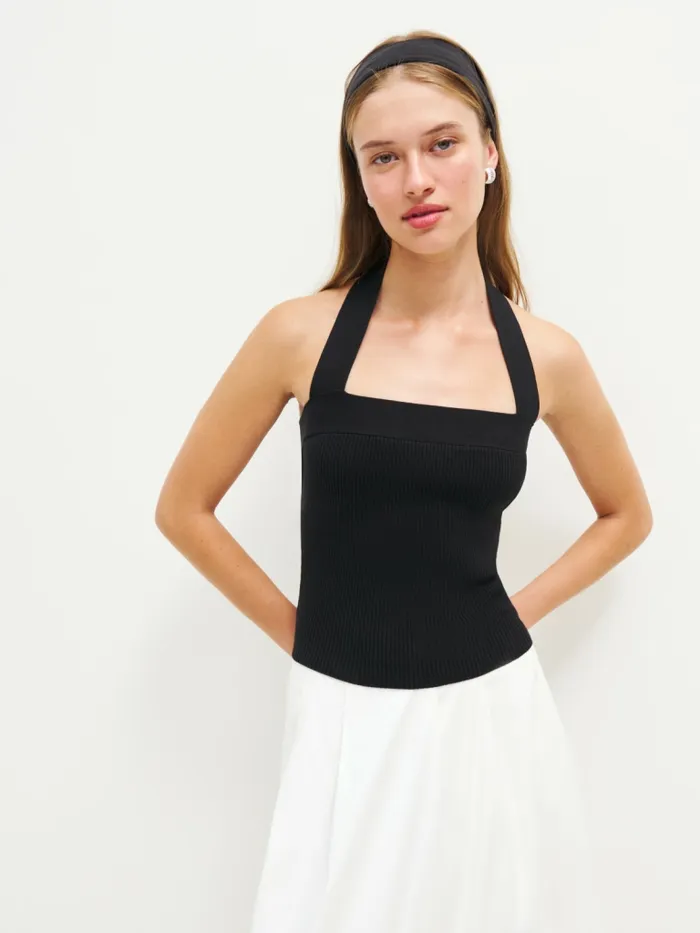Reformation Sweaters Galina Cotton Sweater Tank Black 8211 Women