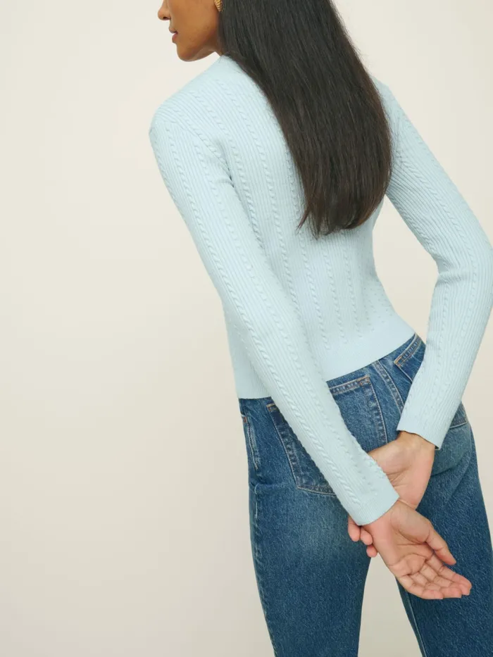Reformation Sweaters Natalie Cable Cardigan Powder 8211 Women