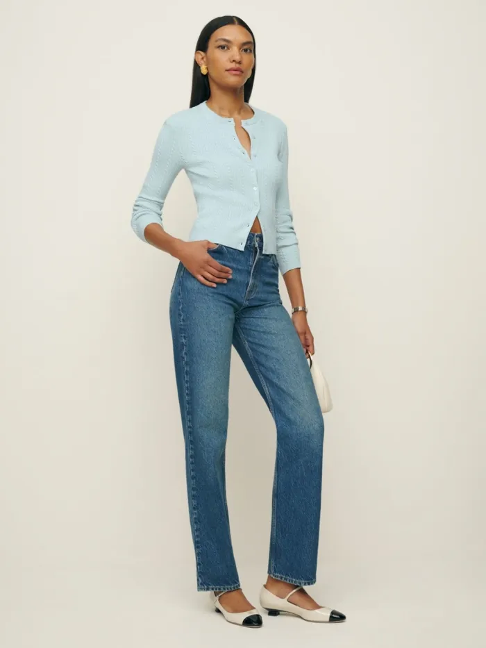 Reformation Sweaters Natalie Cable Cardigan Powder 8211 Women