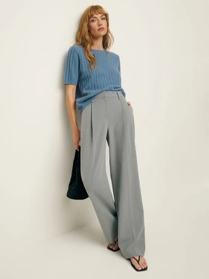 Reformation Sweaters Tess Cashmere Short Sleeve Sweater Bluebell 8211 Women