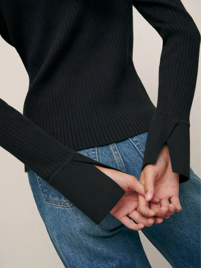 Reformation Sweaters Valentina Ribbed Open Cardigan Black 8211 Women