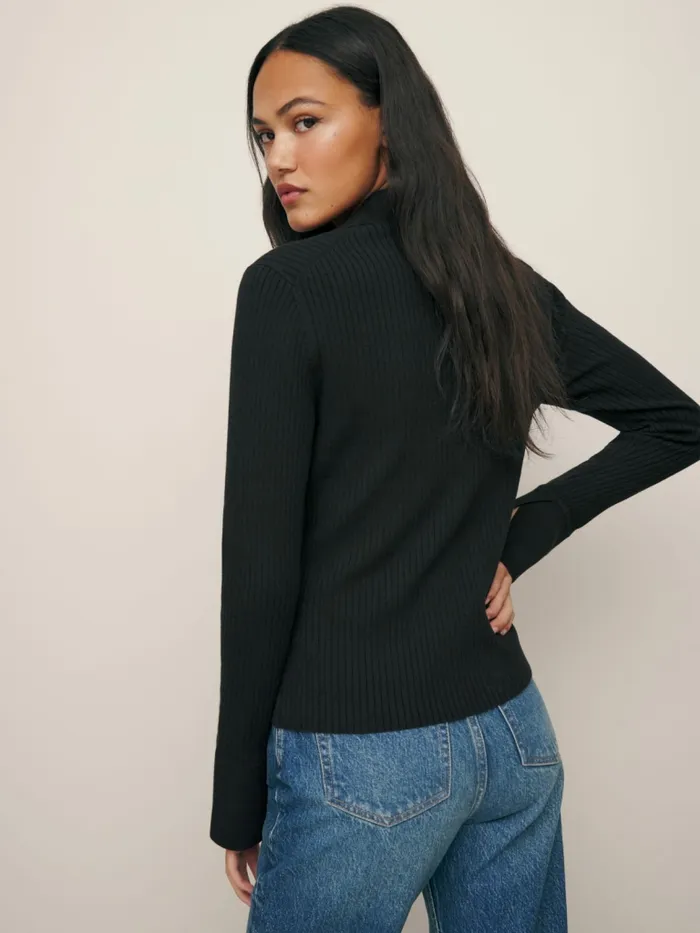 Reformation Sweaters Valentina Ribbed Open Cardigan Black 8211 Women