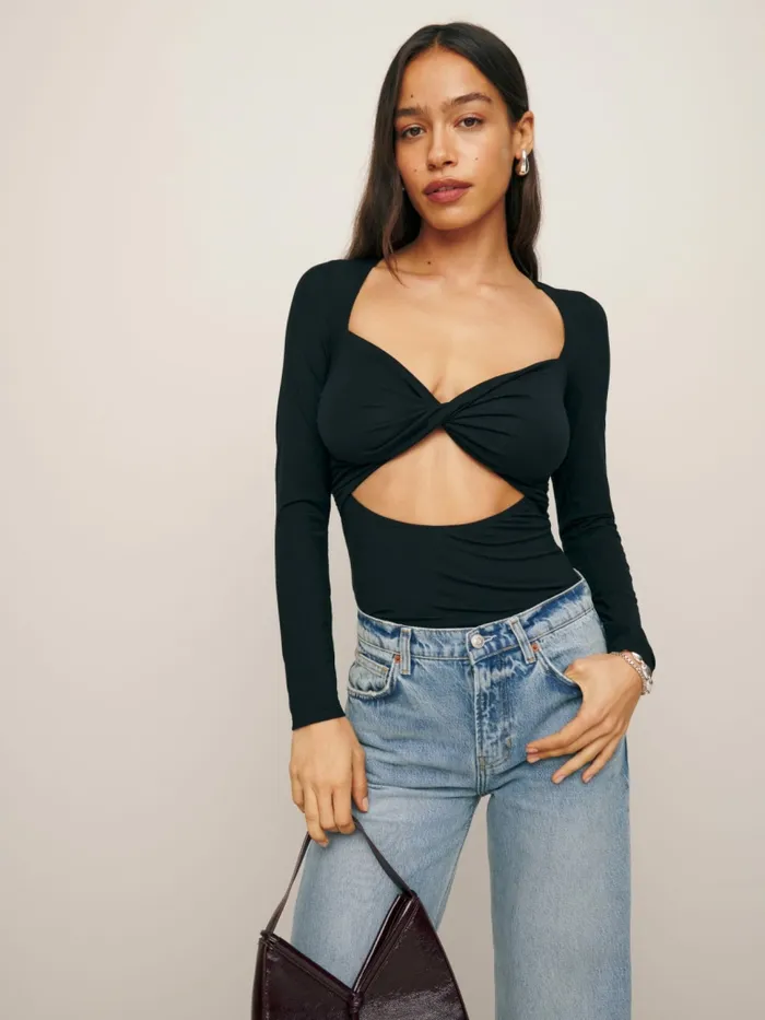 Reformation Tops Aero Knit Top Black 8211 Women