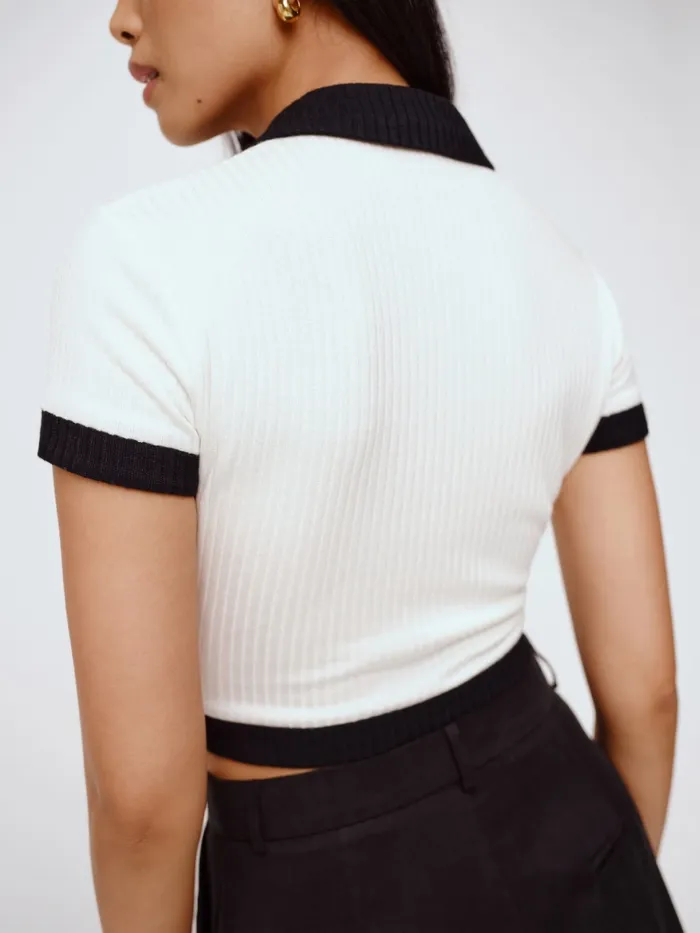 Reformation Tops Aminara Knit Top Whiteblack 8211 Women Reformation Tops Aminara Knit Top Whiteblack 8211 Women
