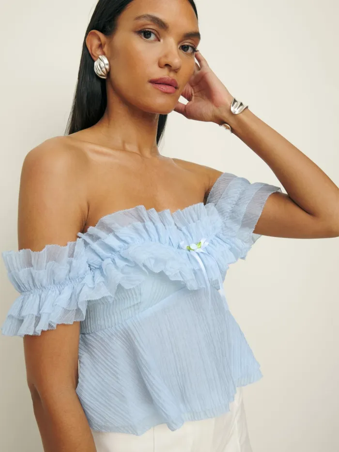 Reformation Tops Briella Top Light Blue 8211 Women
