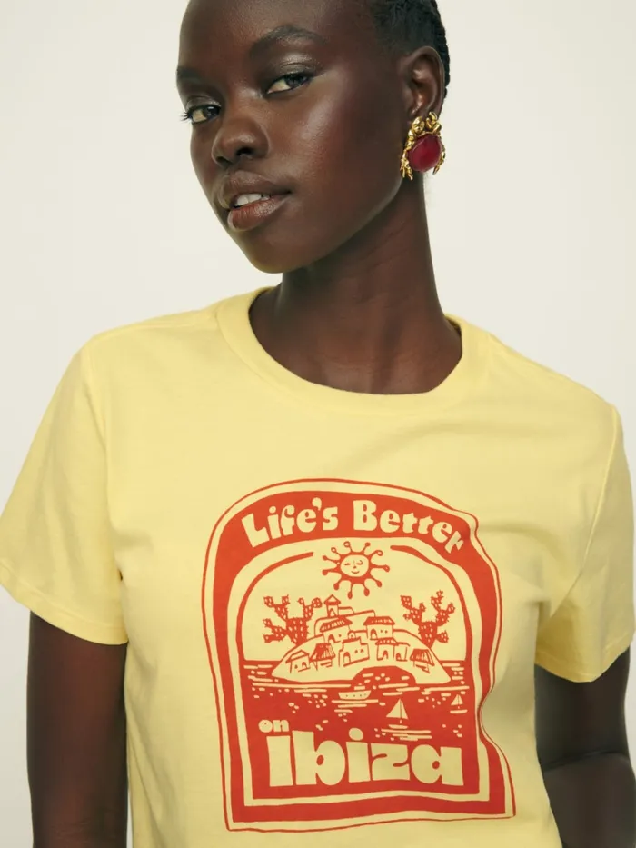 Reformation Tops Classic Crew Tee Ibiza Pintildea Colada 8211 Women