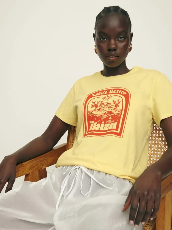 Reformation Tops Classic Crew Tee Ibiza Pintildea Colada 8211 Women