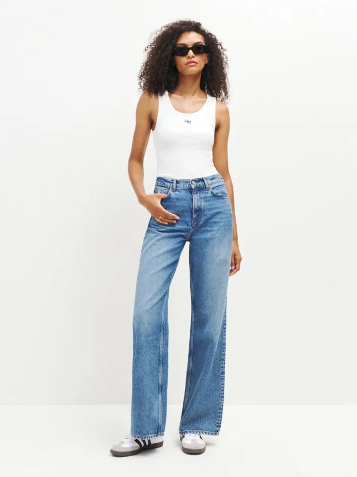 Reformation Tops Erina Knit Tank Logo White 8211 Women