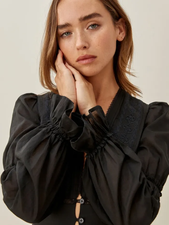 Reformation Tops Meadowlark Top Black 8211 Women Reformation Tops Meadowlark Top Black 8211 Women
