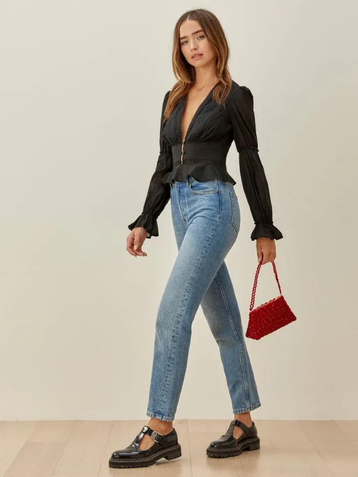 Reformation Tops Meadowlark Top Black 8211 Women Reformation Tops Meadowlark Top Black 8211 Women