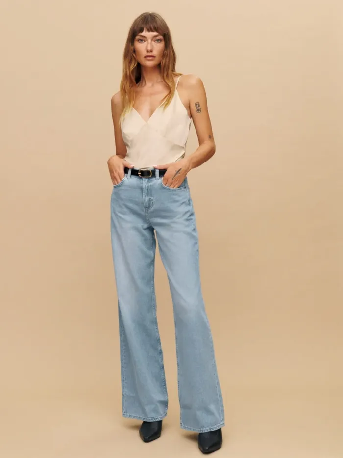 Reformation Tops Mickey Satin Top Almond 8211 Women Reformation Tops Mickey Satin Top Almond 8211 Women