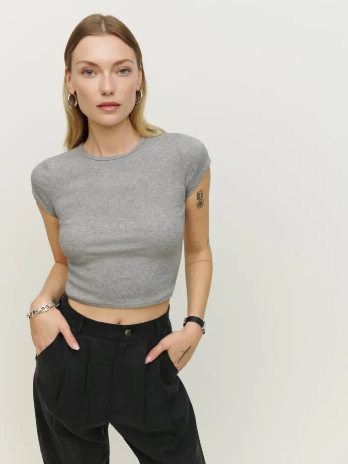 Reformation Tops Muse Tee Heather Grey 8211 Women
