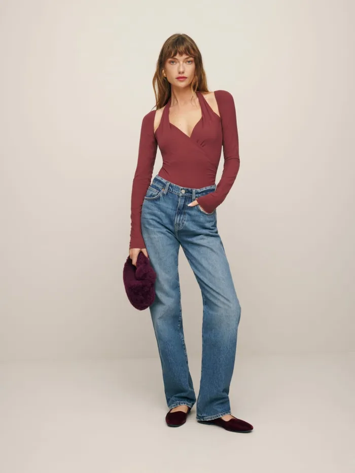 Reformation Tops Noa Knit Bodysuit Chianti 8211 Women