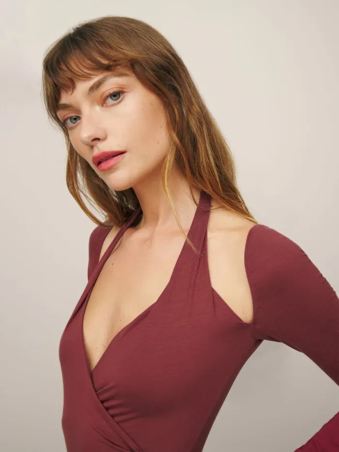 Reformation Tops Noa Knit Bodysuit Chianti 8211 Women