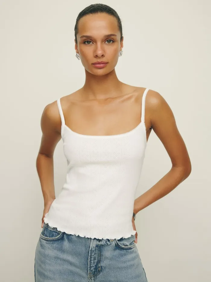 Reformation Tops Soraya Pointelle Knit Top White 8211 Women