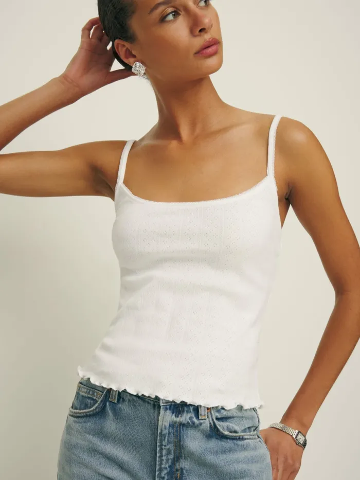 Reformation Tops Soraya Pointelle Knit Top White 8211 Women Reformation Tops Soraya Pointelle Knit Top White 8211 Women