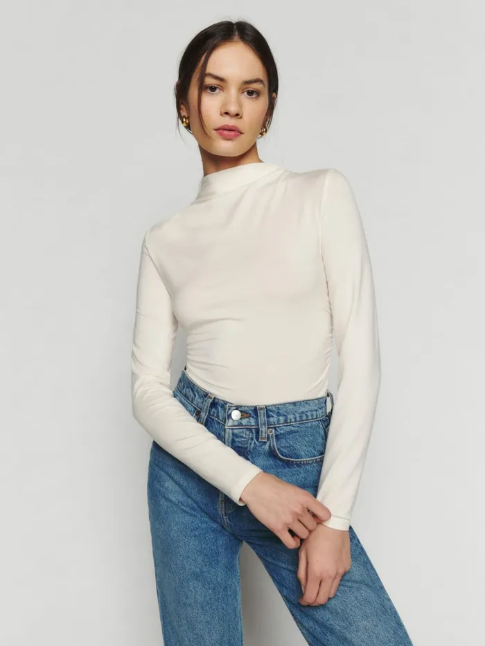 Reformation Tops Zylah Knit Top Cream 8211 Women