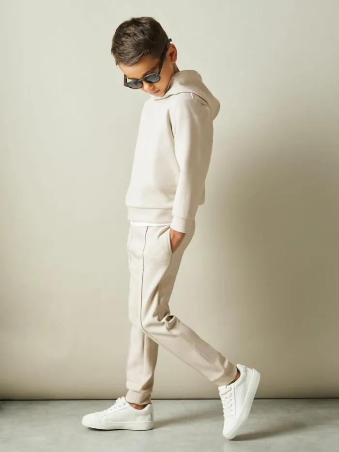 REISS CoOrds Children Interlock Jersey Drawstring Joggers Cement