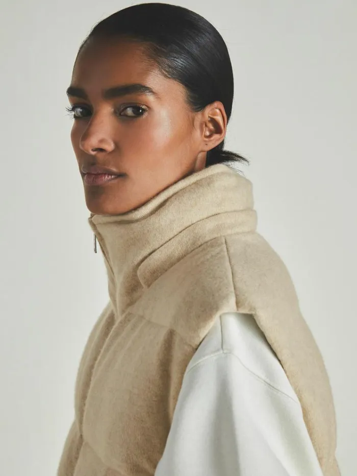 REISS Coats and Jackets Women Reiss Les 100 Ciels BrushedCashmere Down Gilet Stone
