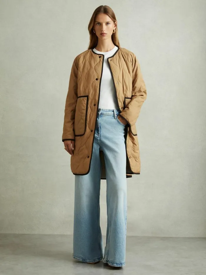 REISS Coats and Jackets Women Reversible Quilt Coat Khakineutral