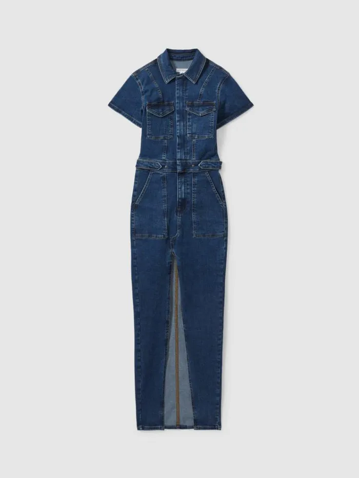 REISS Denim Women Denim Maxi Dress Indigo