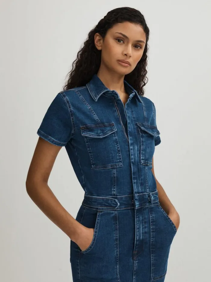 REISS Denim Women Denim Maxi Dress Indigo