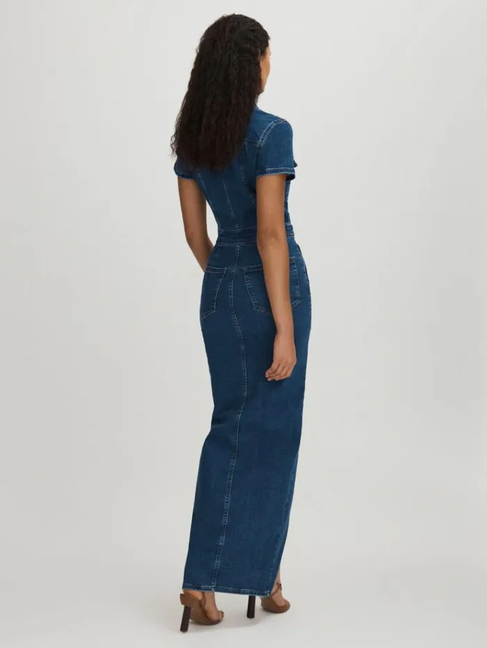 REISS Denim Women Denim Maxi Dress Indigo