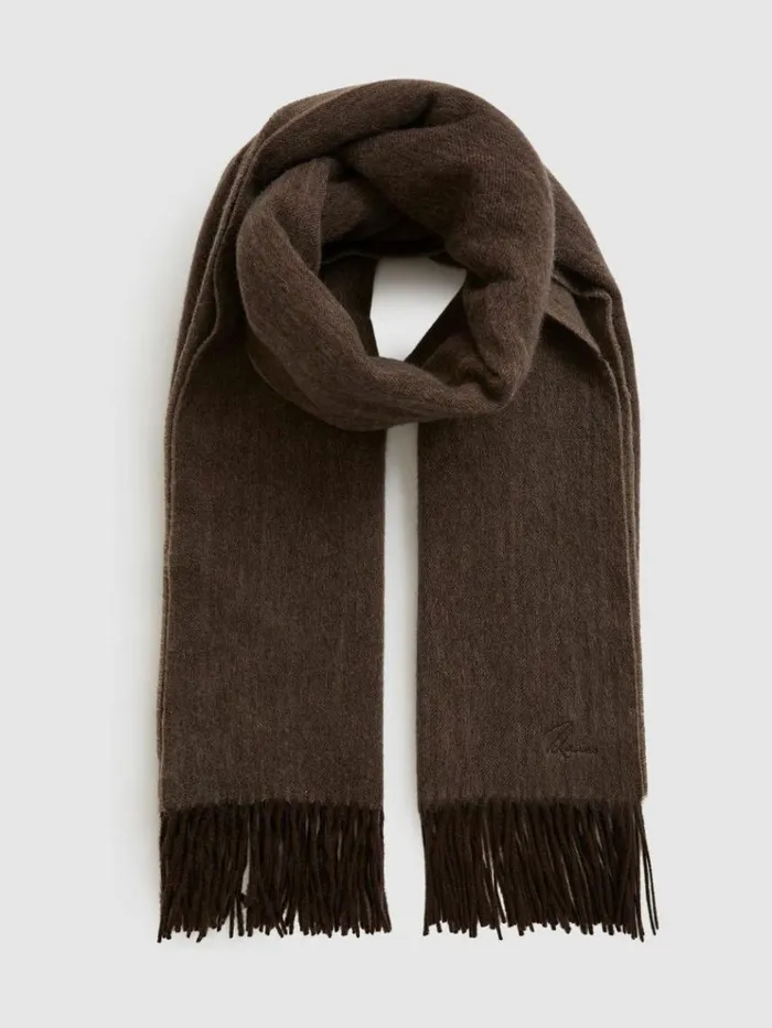 REISS Hats Gloves and Scarves Women WoolCashmere Scarf Chocolate
