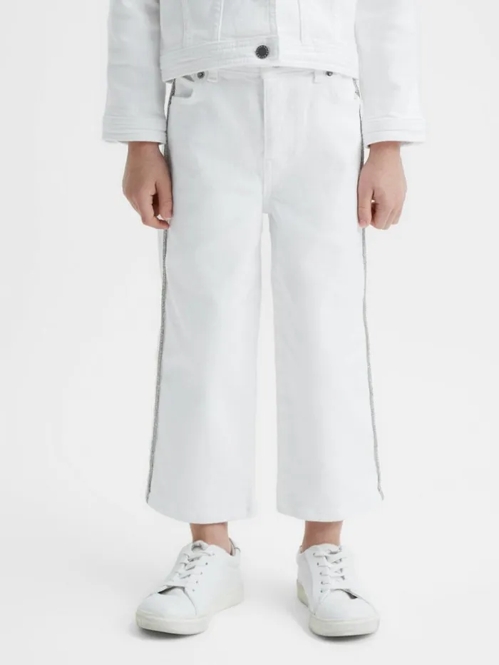 REISS Jeans Children Sparkle Stripe Jeans White
