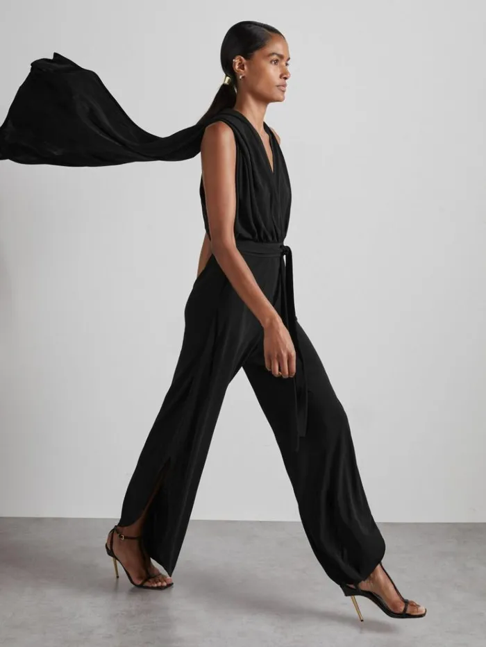 REISS Jumpsuits and Rompers Women Atelier GatheredJersey Jumpsuit Black