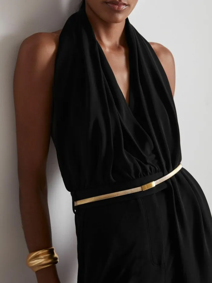 REISS Jumpsuits and Rompers Women Atelier GatheredJersey Jumpsuit Black