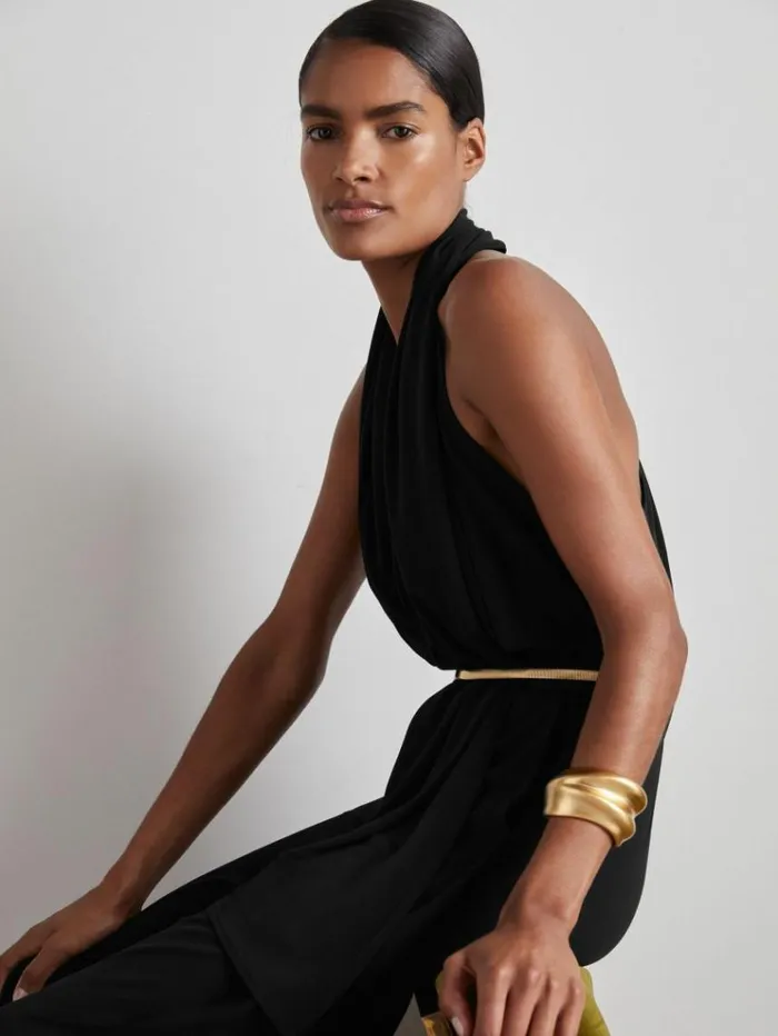 REISS Jumpsuits and Rompers Women Atelier GatheredJersey Jumpsuit Black
