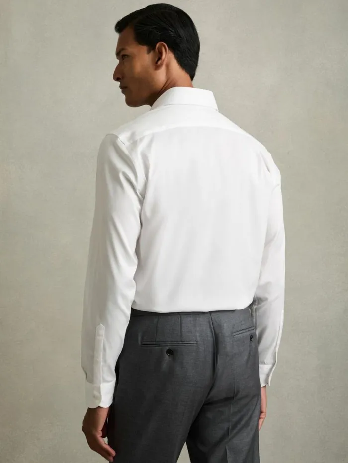 REISS Shirts Men CottonTencel Stretch Shirt White