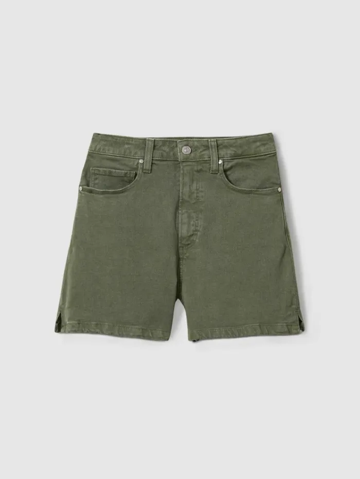 REISS Shorts Women Paige High Rise Denim Shorts Vintage Ivy Green