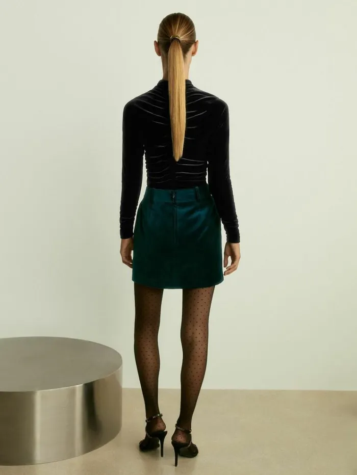 REISS Skirts Women Velvet And Satin Suit Skirt Teal