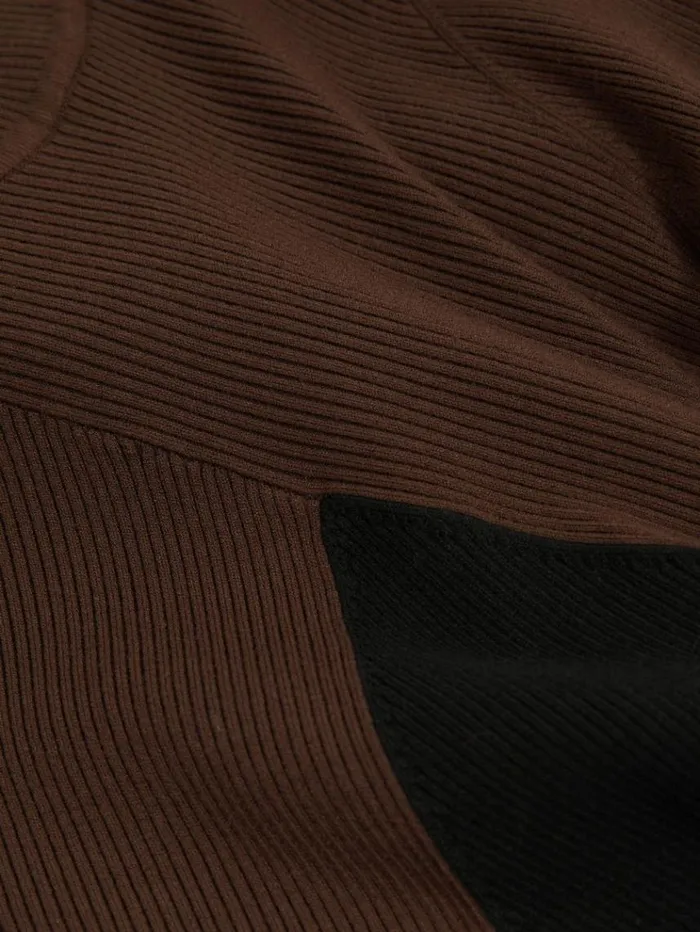 REISS Sweaters Women Colourblock Ribbed Midi Dress Chocolateblack