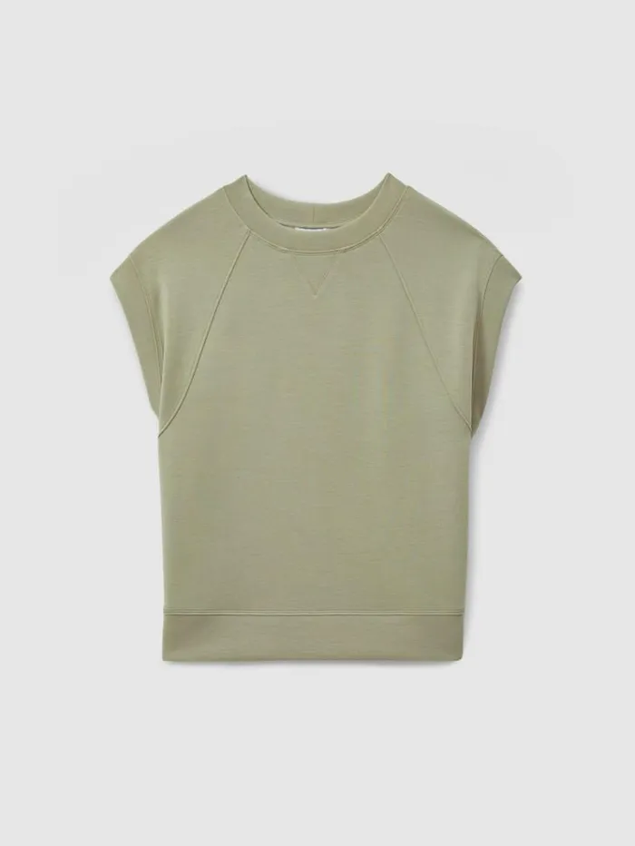 REISS Sweats Hoodies and Joggers Women Modal Blend CoOrd Sweat Top Sage REISS Sweats Hoodies and Joggers Women Modal Blend CoOrd Sweat Top Sage