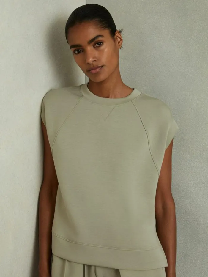 REISS Sweats Hoodies and Joggers Women Modal Blend CoOrd Sweat Top Sage REISS Sweats Hoodies and Joggers Women Modal Blend CoOrd Sweat Top Sage