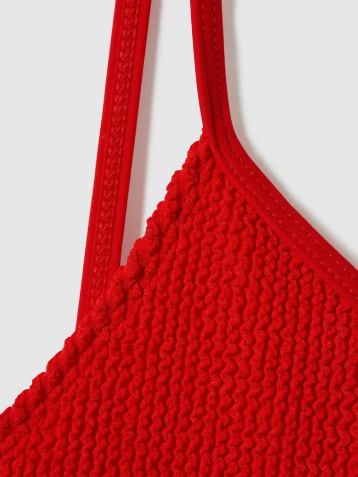REISS Swimwear Women Always Fits Textured Swimsuit Bright Red