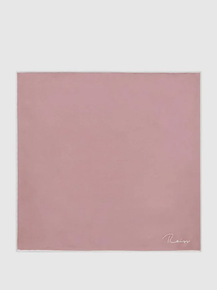 REISS Ties and Pocket Squares Men Plain Silk Pocket Square Pink