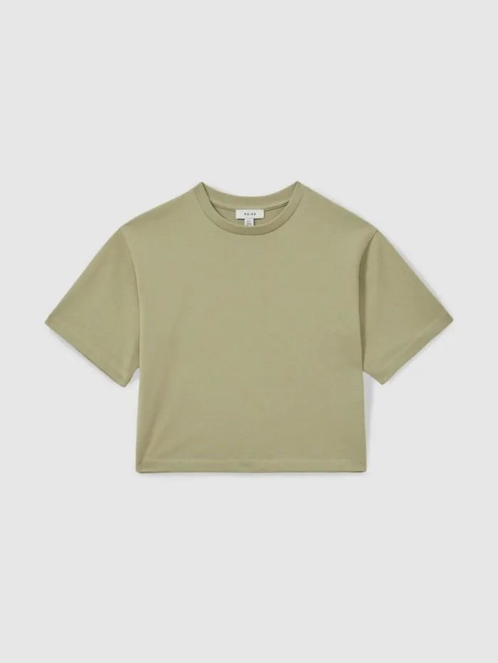 REISS Tops and TShirts Children Oversized Cotton Crew Neck TShirt Sage