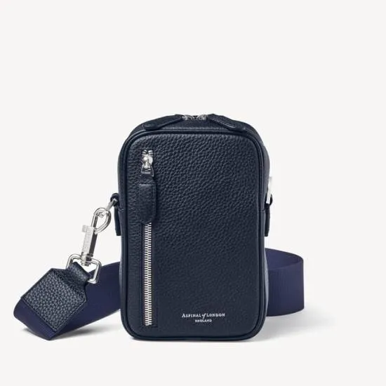 Reporter North South Bag Navy Pebble Men Aspinal Of London Messenger Bags
