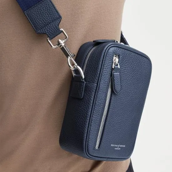 Reporter North South Bag Navy Pebble Men Aspinal Of London Messenger Bags